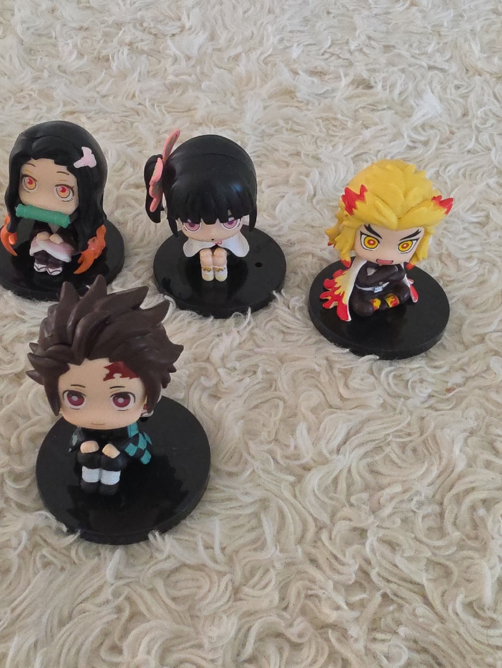 Chibi Anime Character Figure Set - Yellow, Black & Pink Accents